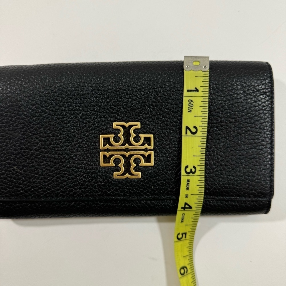 Tory Burch Britten Envelope Wallet Black Pebbled Leather - Picture 12 of 13